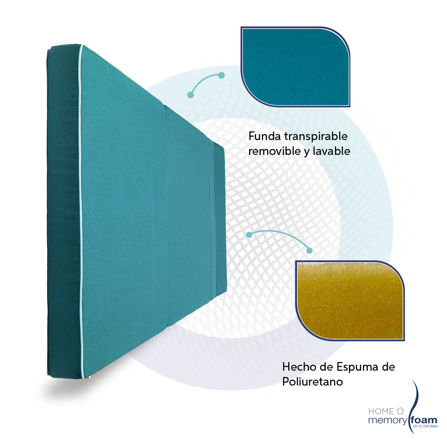 MEMORY FOAM HOME Sofá Cama Matrimonial Cozy Plegable Sofá o Cama Tamaño Matrimonial Color Petróleo Medidas 186 x 135 x 14 cm.