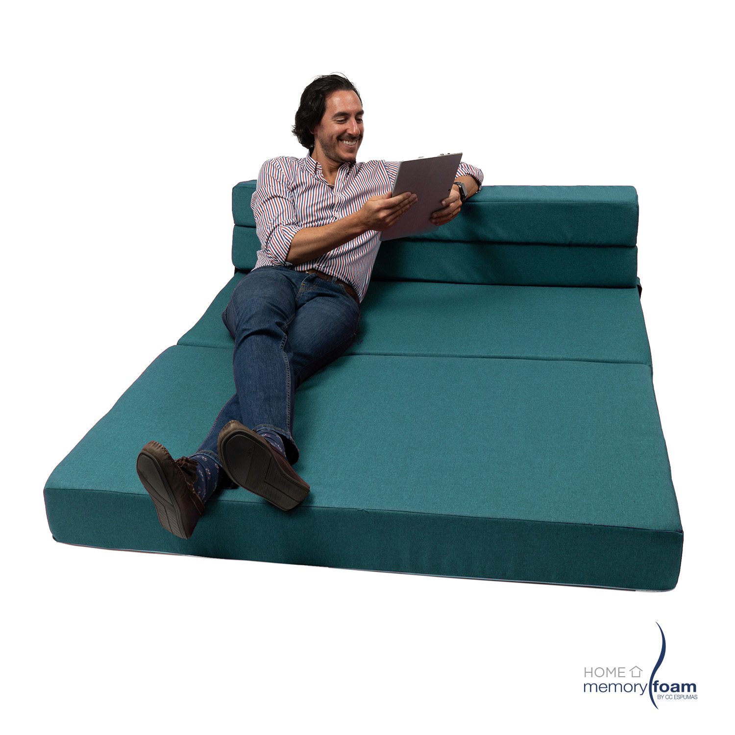 MEMORY FOAM HOME Sofá Cama Matrimonial Cozy Plegable Sofá o Cama Tamaño Matrimonial Color Petróleo Medidas 186 x 135 x 14 cm.