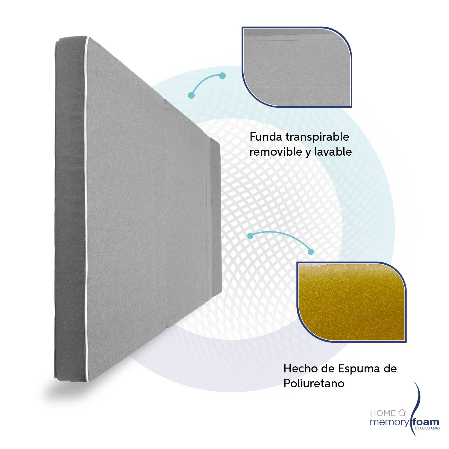 MEMORY FOAM HOME Sofá Cama Matrimonial Cozy Plegable Sofá o Cama Tamaño Matrimonial Color Gris Medidas 186 x 135 x 14 cm.