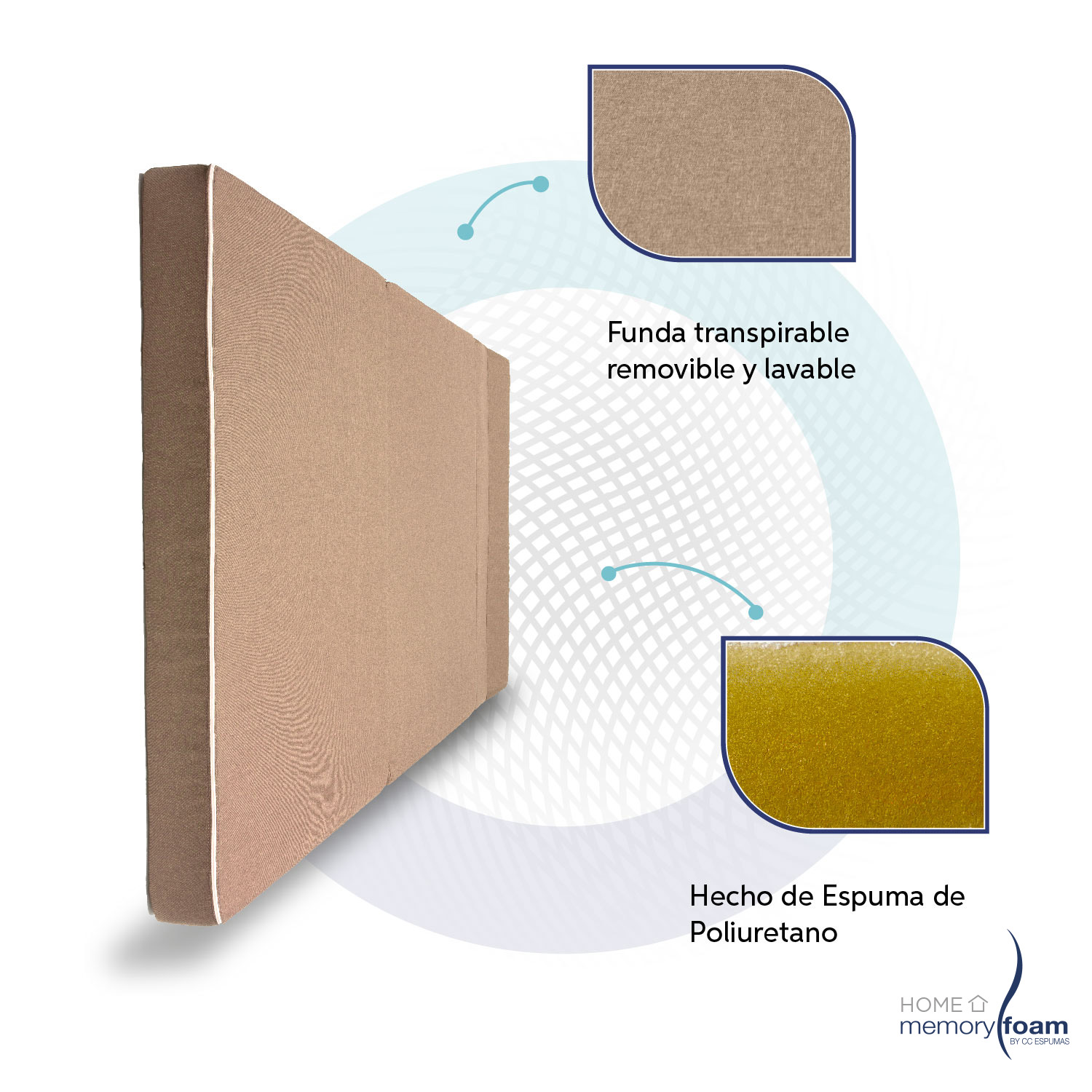 MEMORY FOAM HOME Sofá Cama Matrimonial Cozy Plegable Sofá o Cama Tamaño Matrimonial Color Marrón Medidas 186 x 135 x 14 cm.