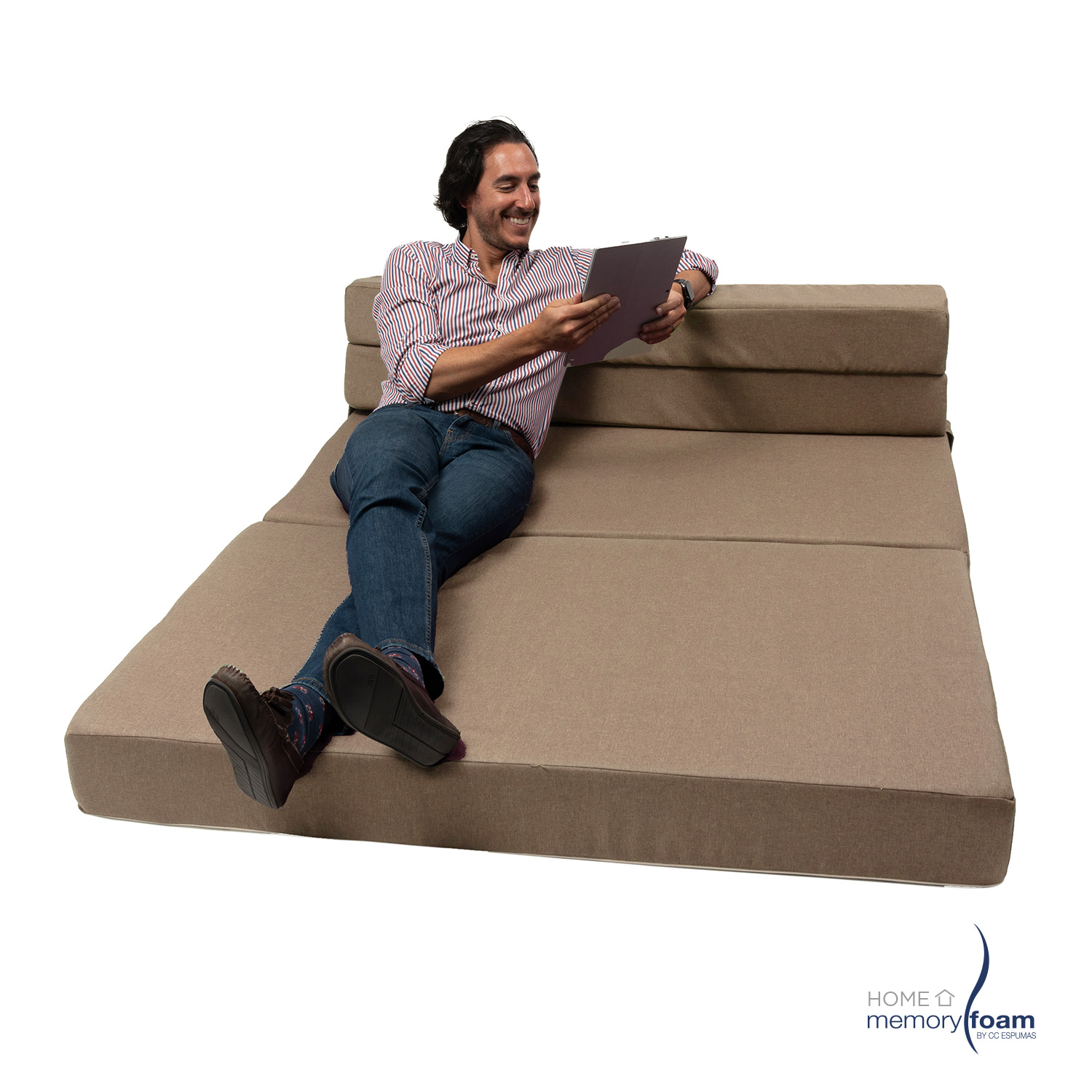 MEMORY FOAM HOME Sofá Cama Matrimonial Cozy Plegable Sofá o Cama Tamaño Matrimonial Color Marrón Medidas 186 x 135 x 14 cm.