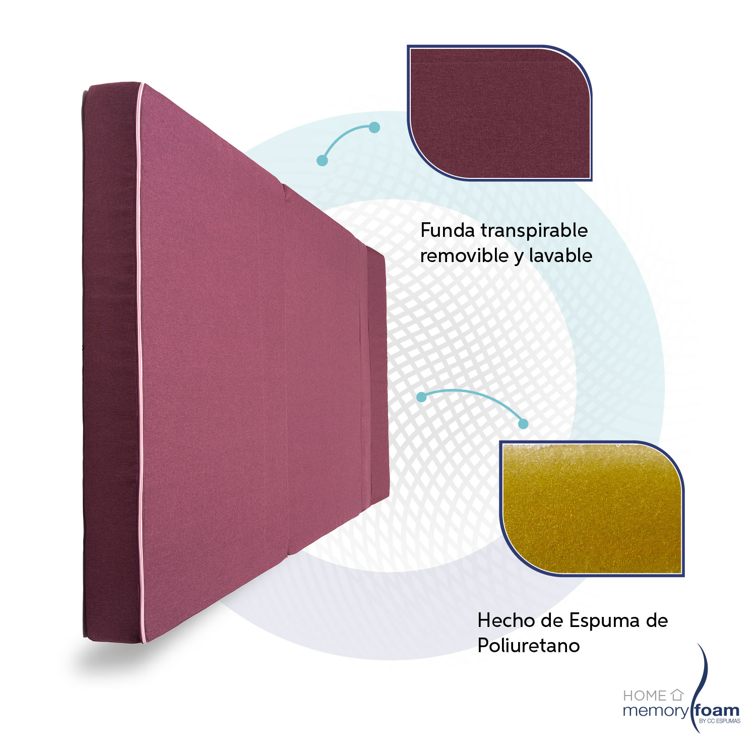 MEMORY FOAM HOME Sofá Cama Matrimonial Cozy Plegable Sofá o Cama Tamaño Matrimonial Color Rosa Oscuro Medidas 186 x 135 x 14 cm.