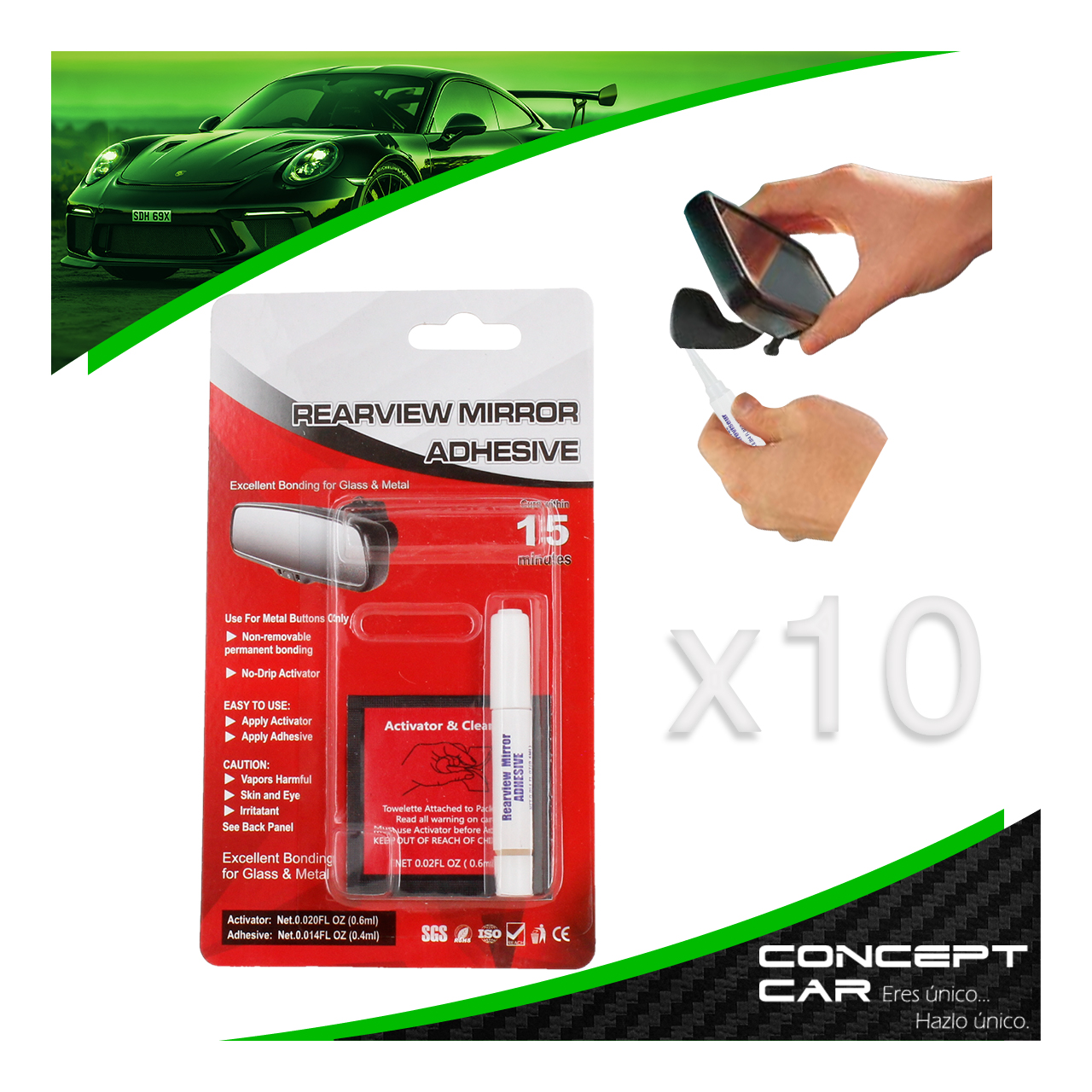 10 Pegamentos Adhesivos Para Espejo Retrovisor Auto Camioneta 