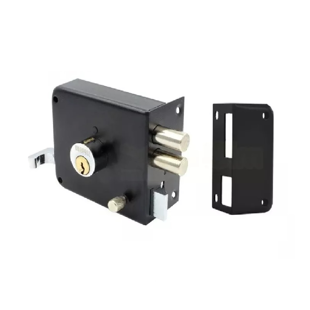 Cerradura Chapa Seguridad Bulones Sobreponer Negra Estandar