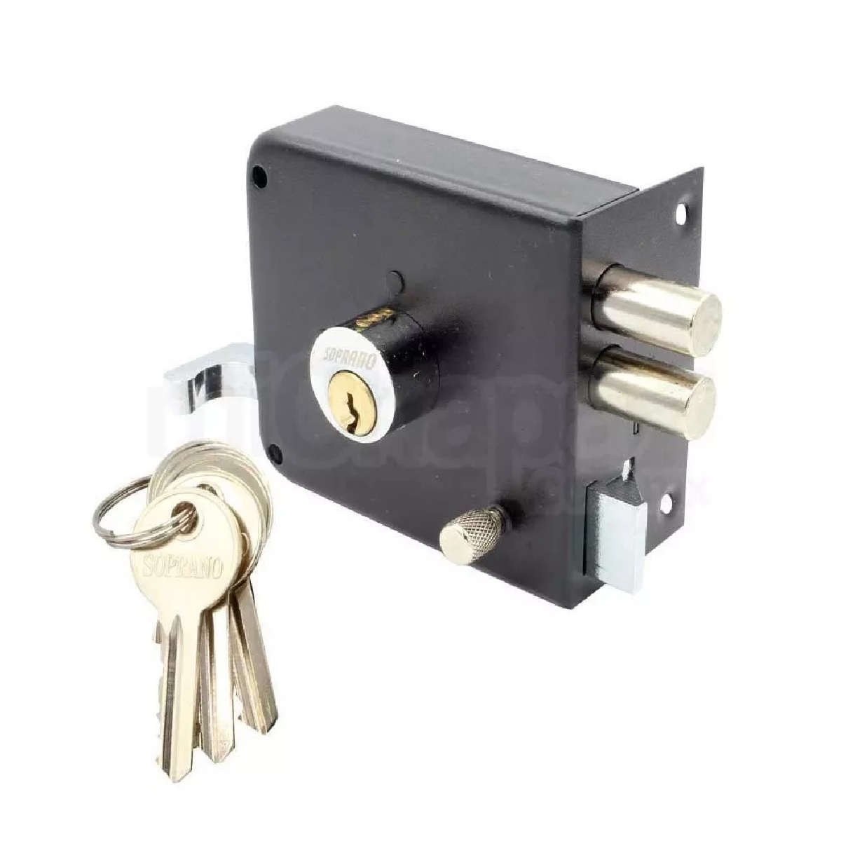 Cerradura Chapa Seguridad Bulones Sobreponer Negra Estandar