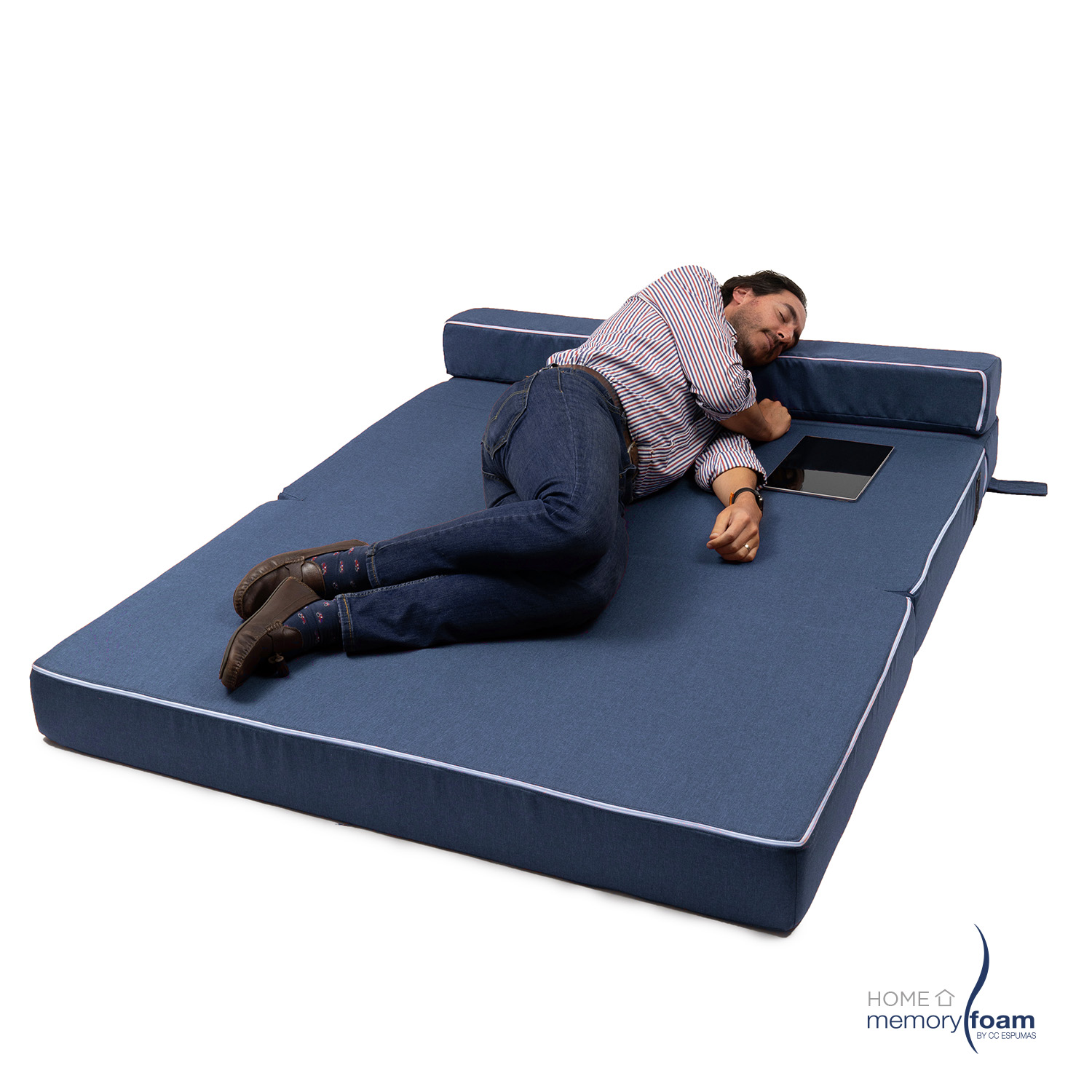 MEMORY FOAM HOME Sofá Cama Queen Size Cozy Plegable Sofá o Cama Tamaño Queen Size Color Azul Marino Medidas186 x 150 x 14 cm..