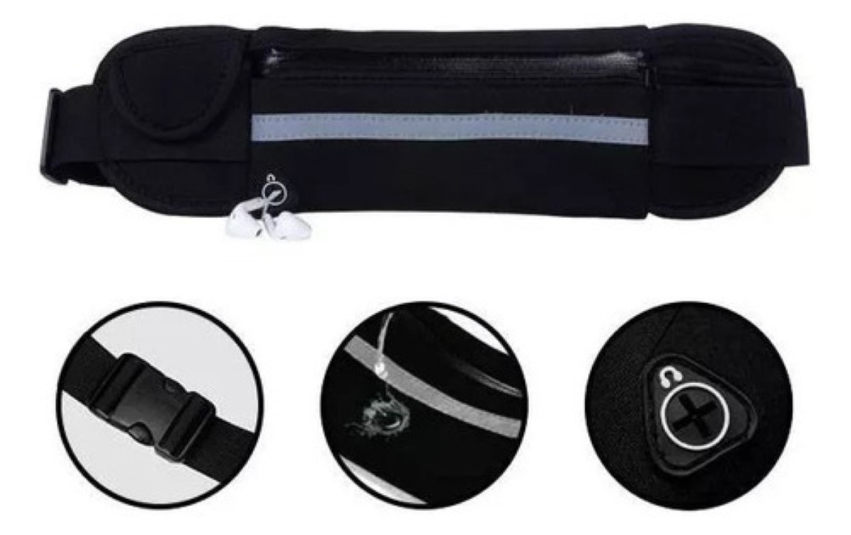 Cangureras Para Mujer Hombre Deportivas Riñonera Bolsa 2 Pcs Azul y Negro