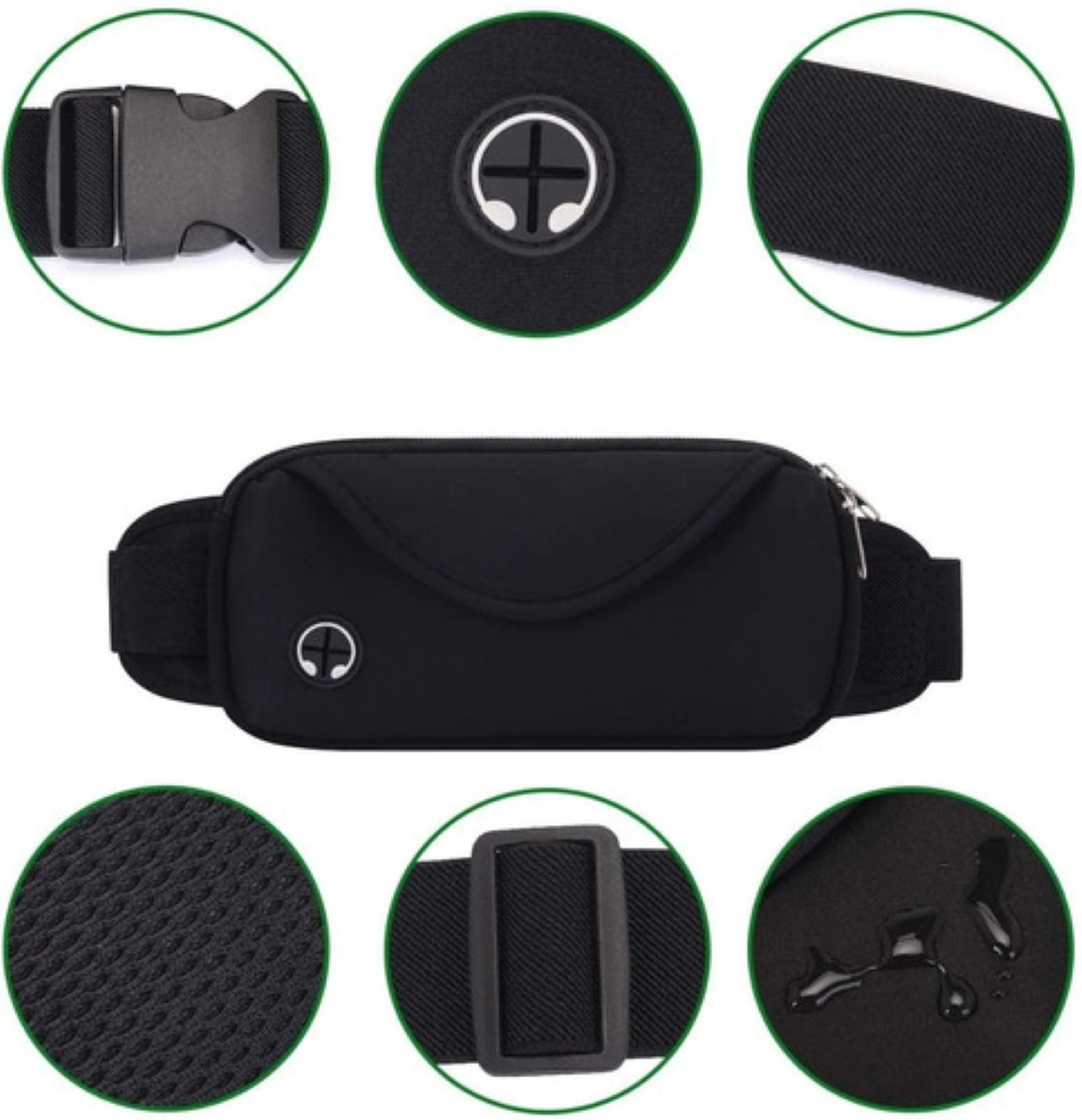 Cangureras Para Mujer Hombre Deportivas Riñonera Bolsa 2 Pcs Azul y Negro