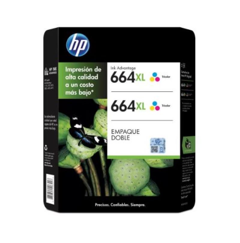 Cartucho de Tinta Tricolor HP 664XL 542975 2 Cartuchos