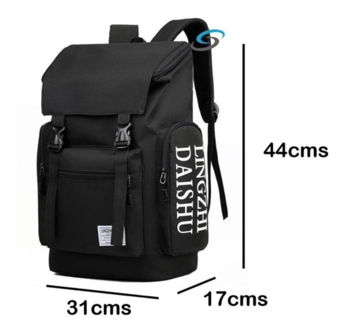 Mochila Back Pack Broche Antirrobo Casual Gym Viaje Negro Letras blancas