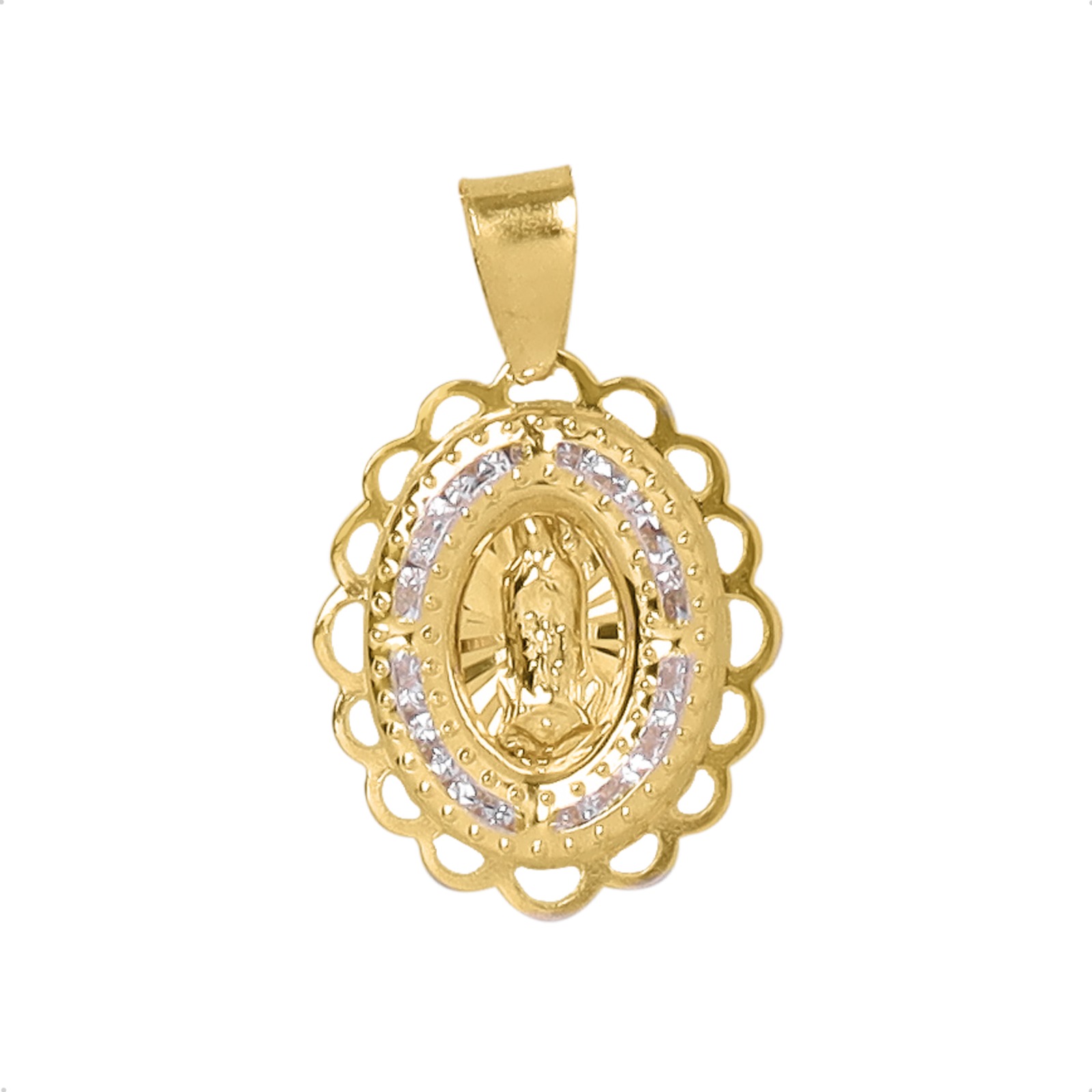 Medalla Virgen Oro 10k Espíritu Santo Dije Cruz Bautizo
