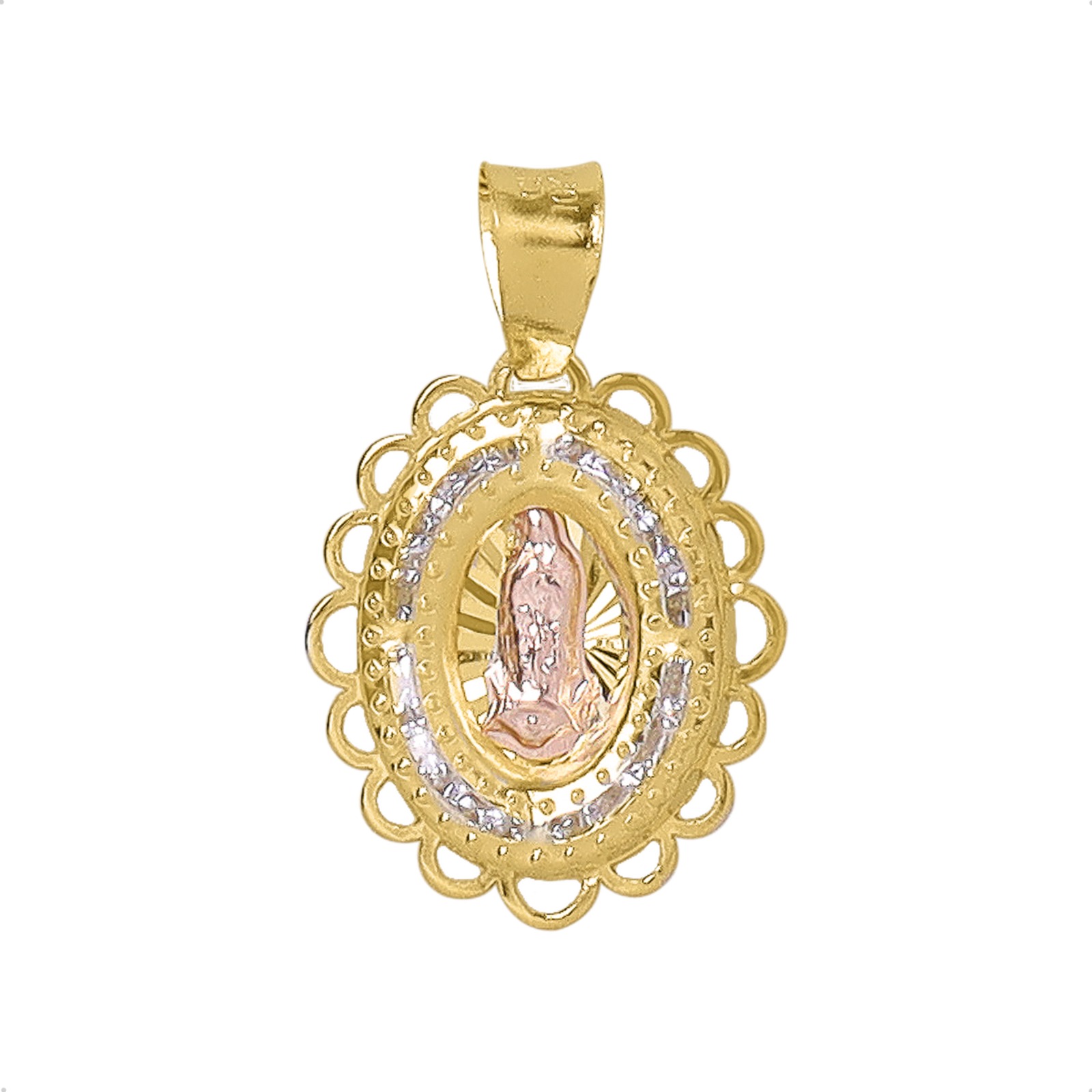 Medalla Virgen Oro 10k Espíritu Santo Dije Cruz Bautizo.