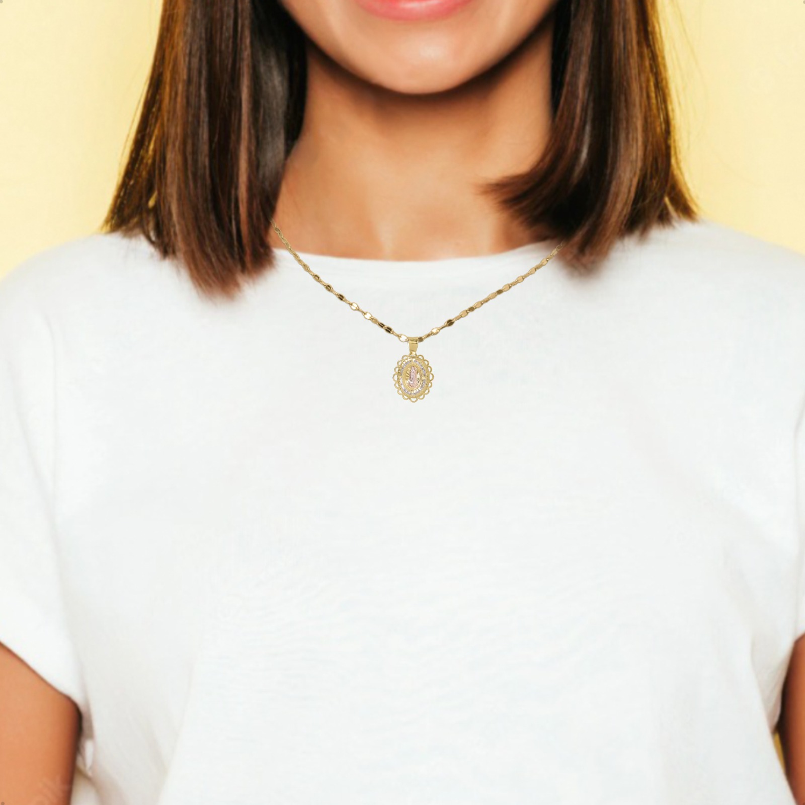 Medalla Virgen Oro 10k Espíritu Santo Dije Cruz Bautizo.