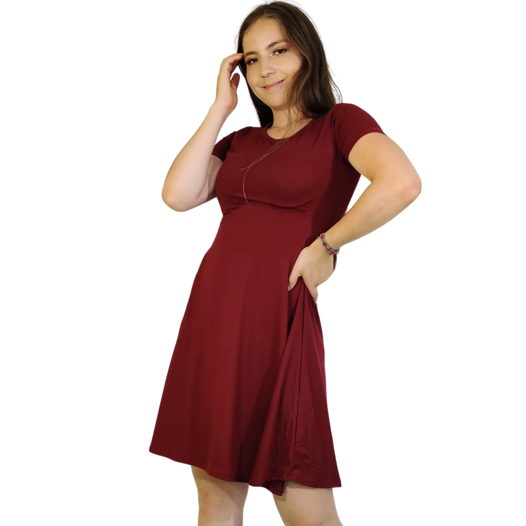 Vestido Aurora manga corta corte A campana holgado curvy