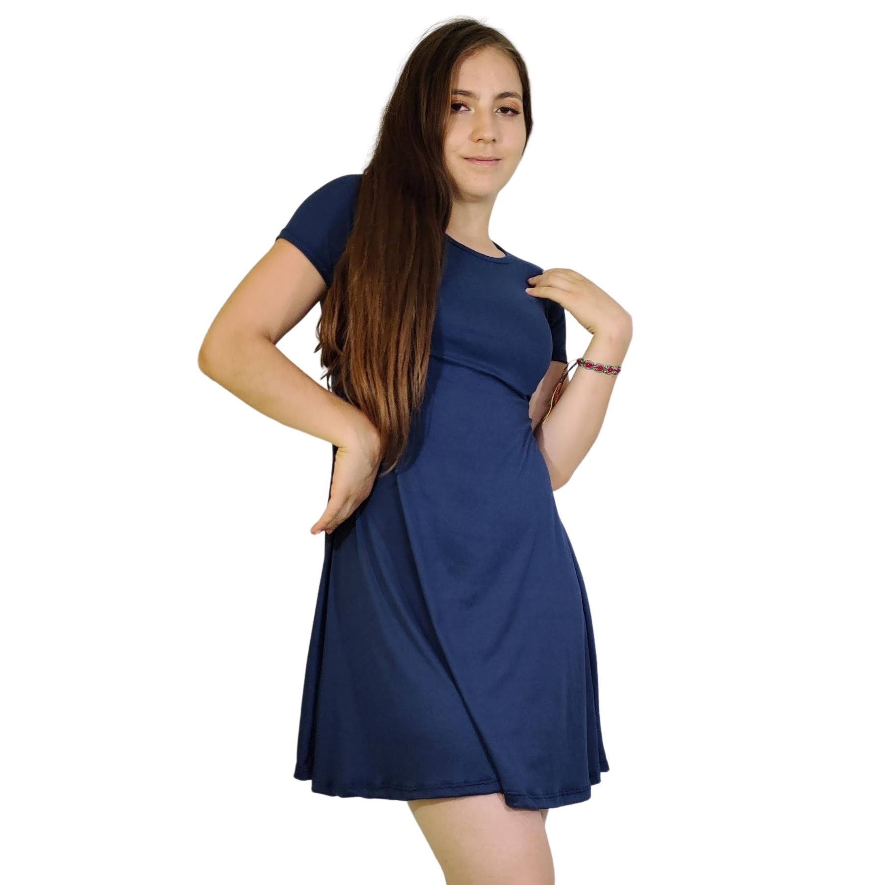 Vestido Aurora manga corta corte A campana holgado curvy