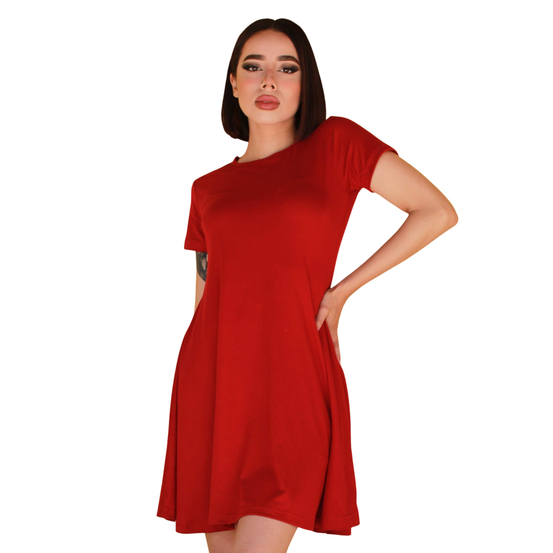 Vestido Aurora manga corta corte A campana holgado curvy