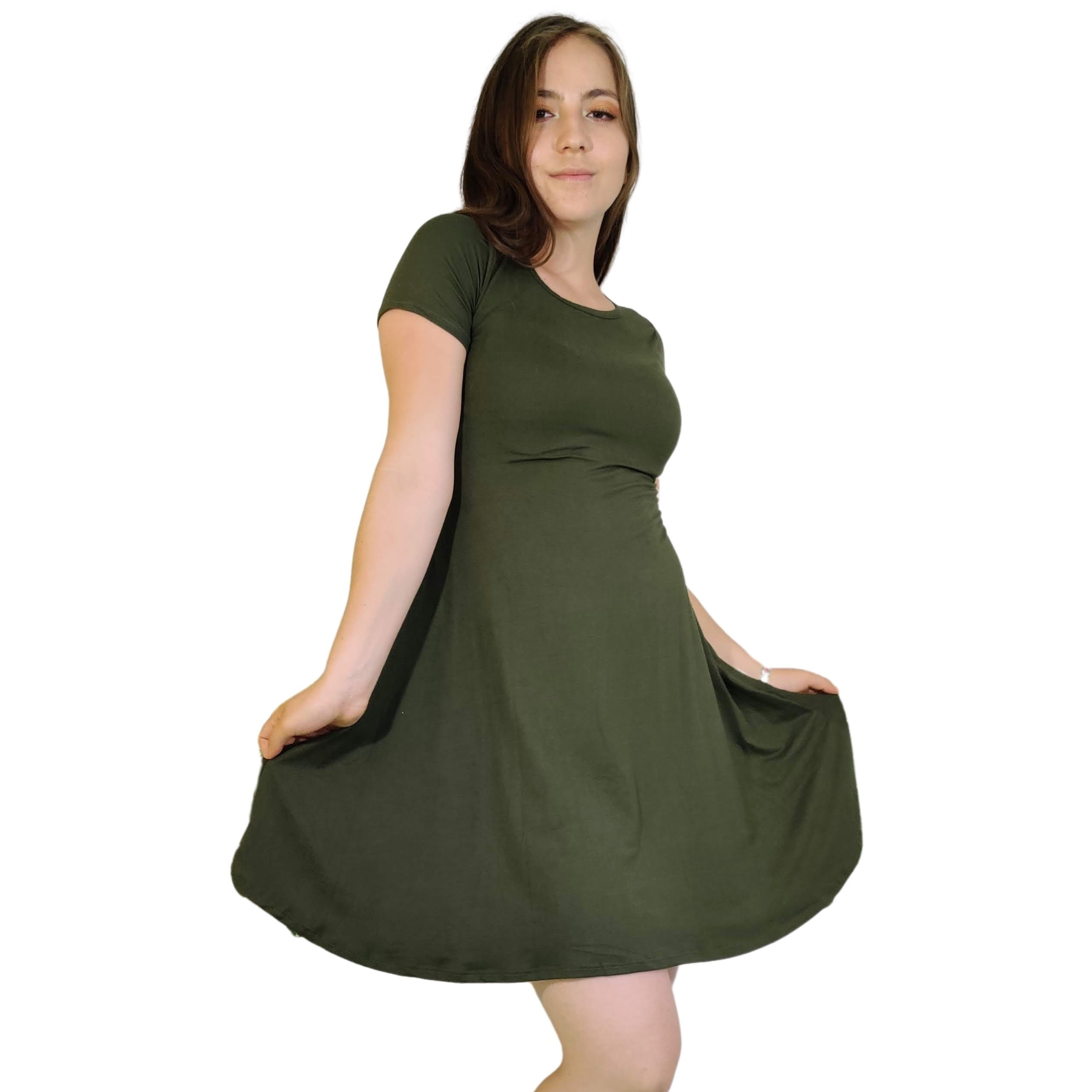 Vestido Aurora manga corta corte A campana holgado curvy