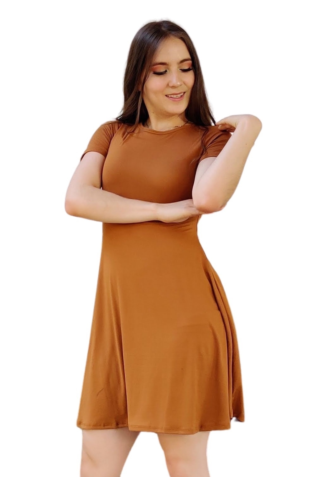 Vestido Aurora manga corta corte A campana holgado curvy