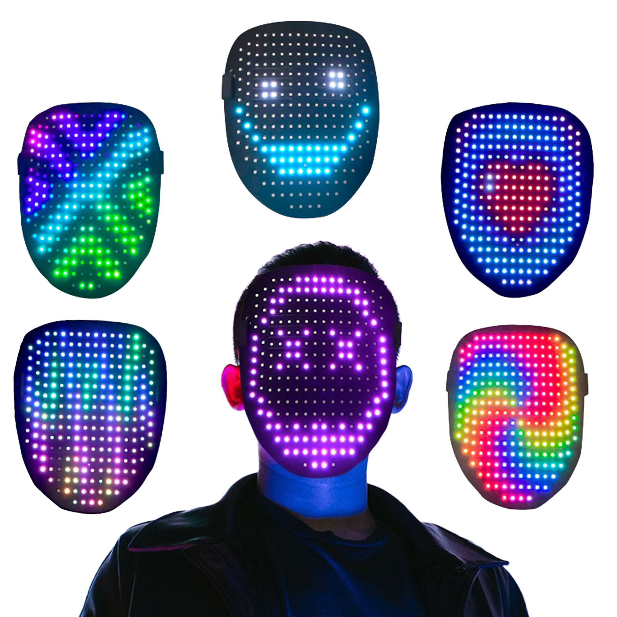 Máscara de Luz LED Ajustable Recargable Para Halloween Disfraz Cosplay