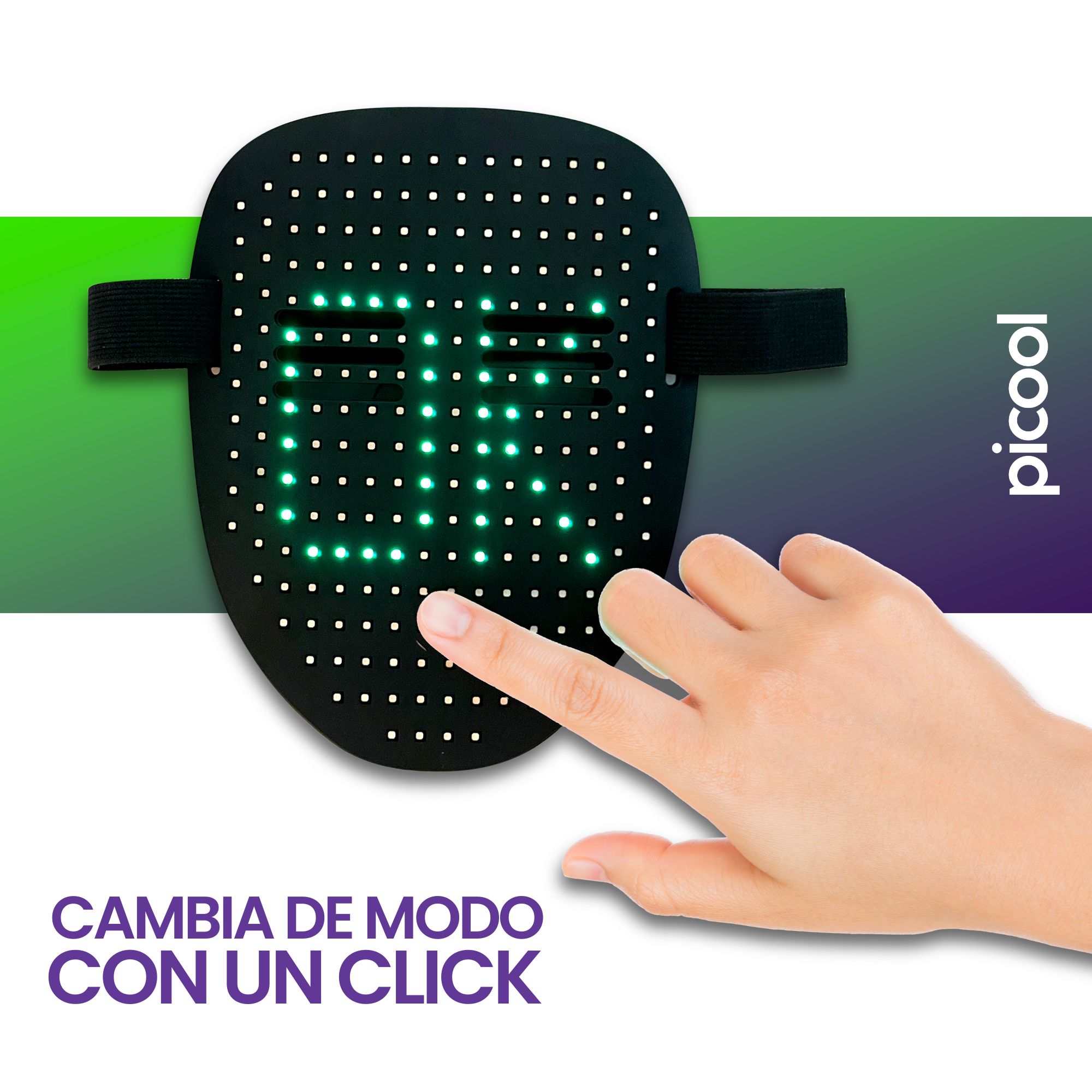 Máscara de Luz LED Ajustable Recargable Para Halloween Disfraz Cosplay