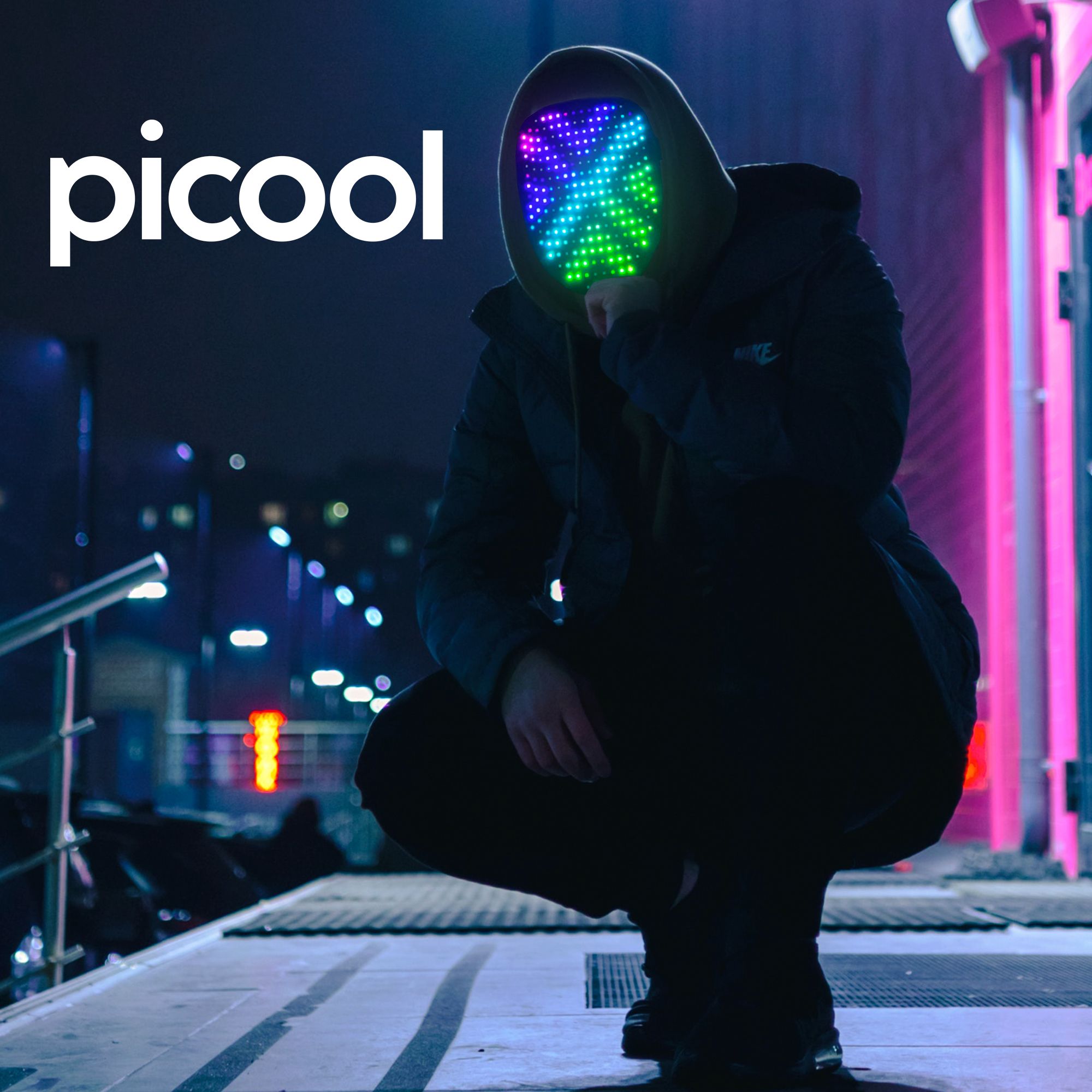 Máscara de Luz LED Ajustable Recargable Para Halloween Disfraz Cosplay