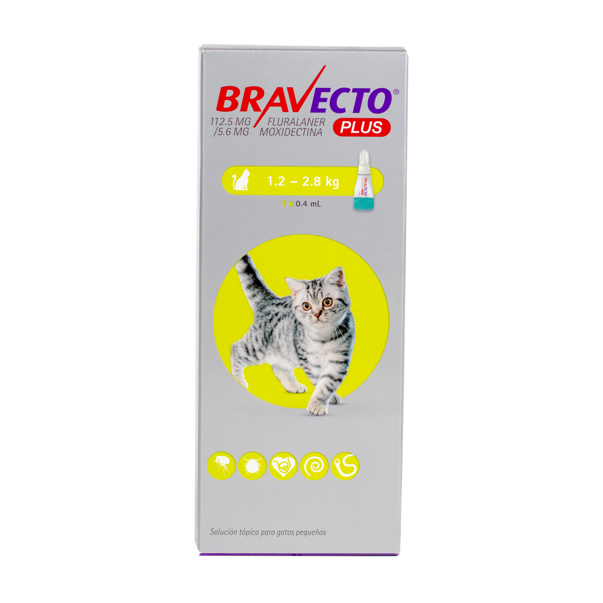 Bravecto Plus PIPETA para Gato de 1.2 a 2.8 Kg