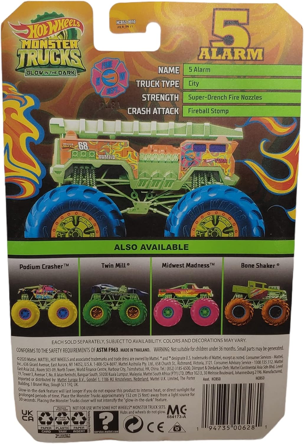 Hot Wheels Monster Trucks - coche de bomberos de 5 alarmas