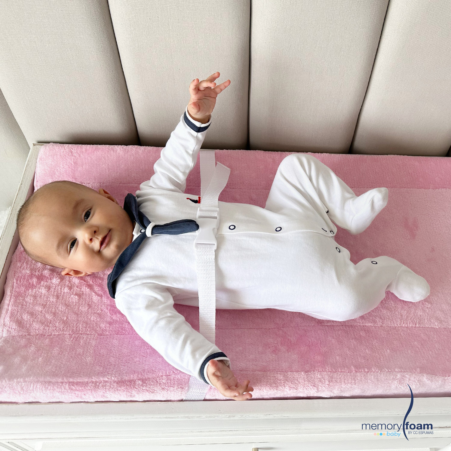 Memory Foam Cambiador para Bebé Cambiador de Pañales Incluye Colchón y Funda Lavable Color Rosa.