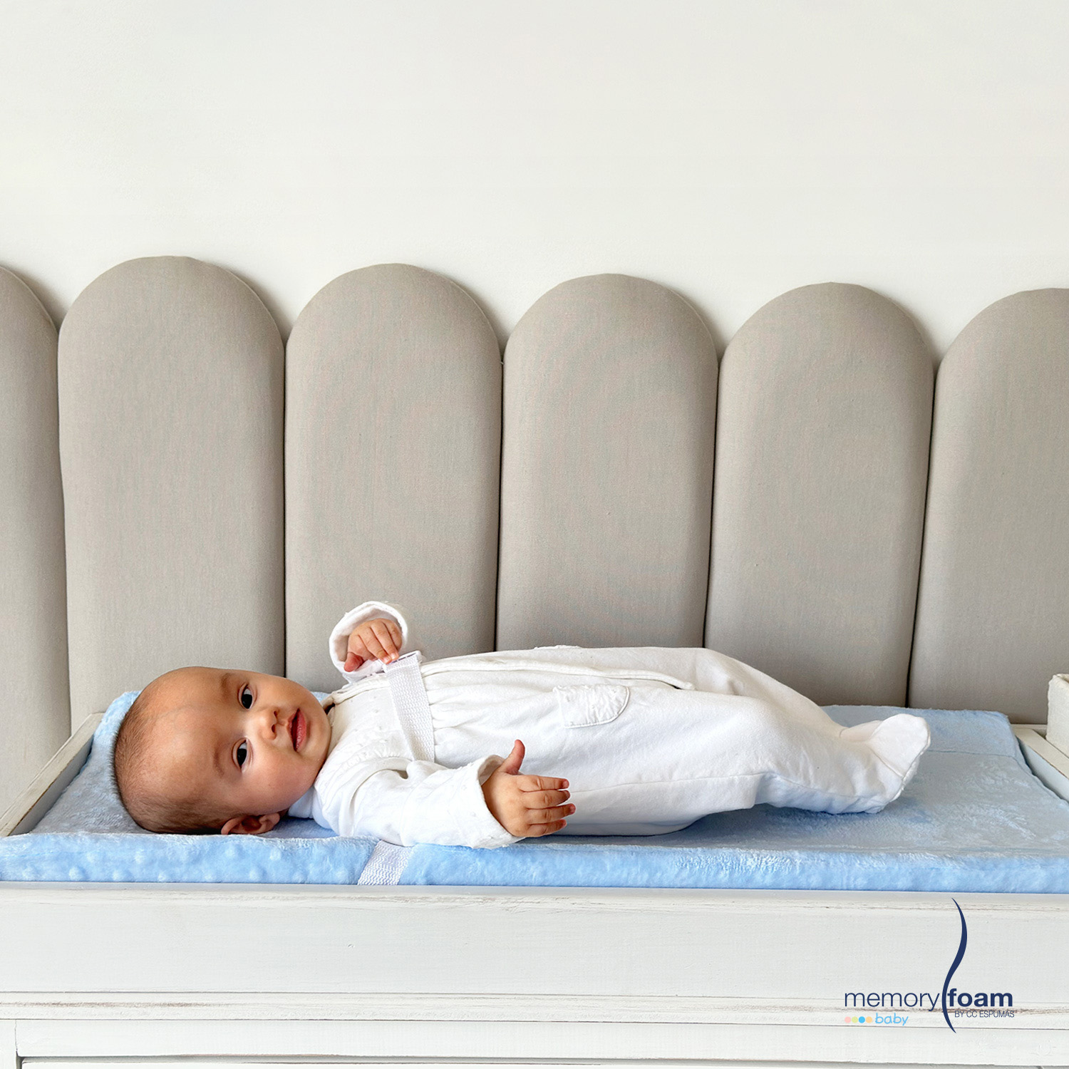 Memory Foam Cambiador para Bebé Cambiador de Pañales Incluye Colchón y Funda Lavable Color Azul.
