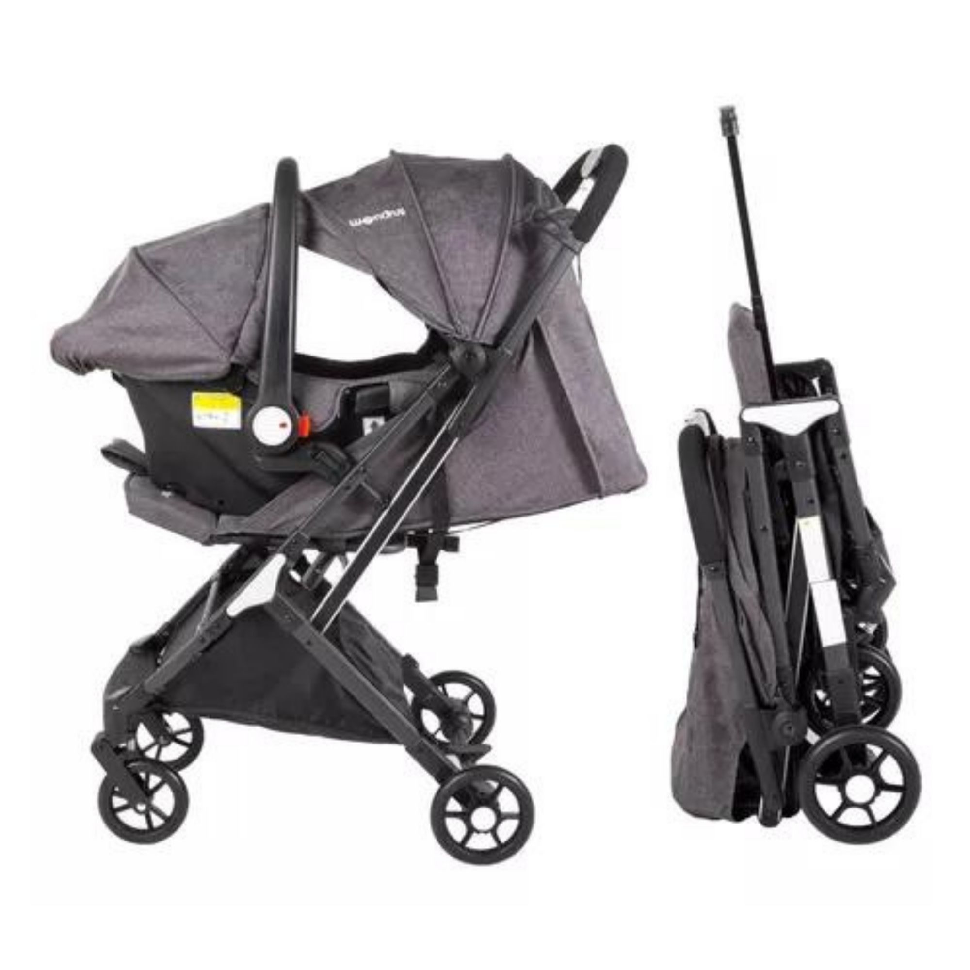 Carriola De Bebé Paseo Plegable Portabebé Gris Wondrus