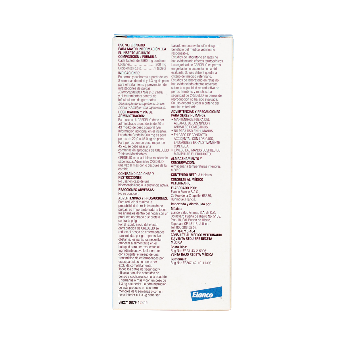 Credelio 900 mg de 3 Tabletas para Perro de 22.0 a 45.0 Kg