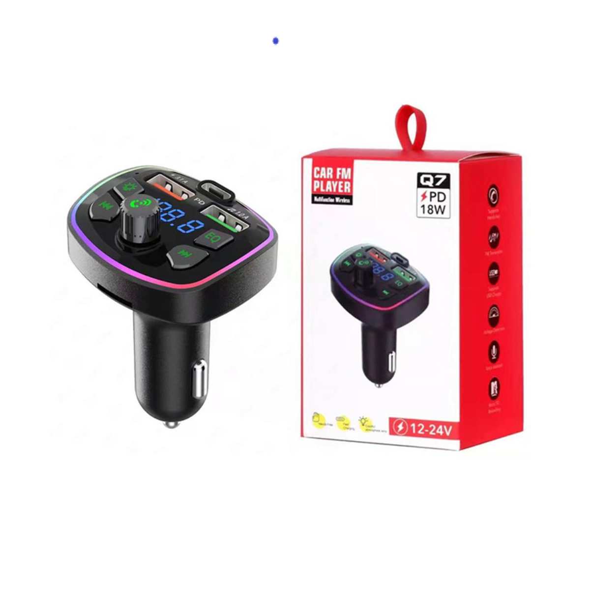 Transmisor Receptor Para Adaptador Bluetooth Auto Estéreo USB volumen música rgb luz led cargador