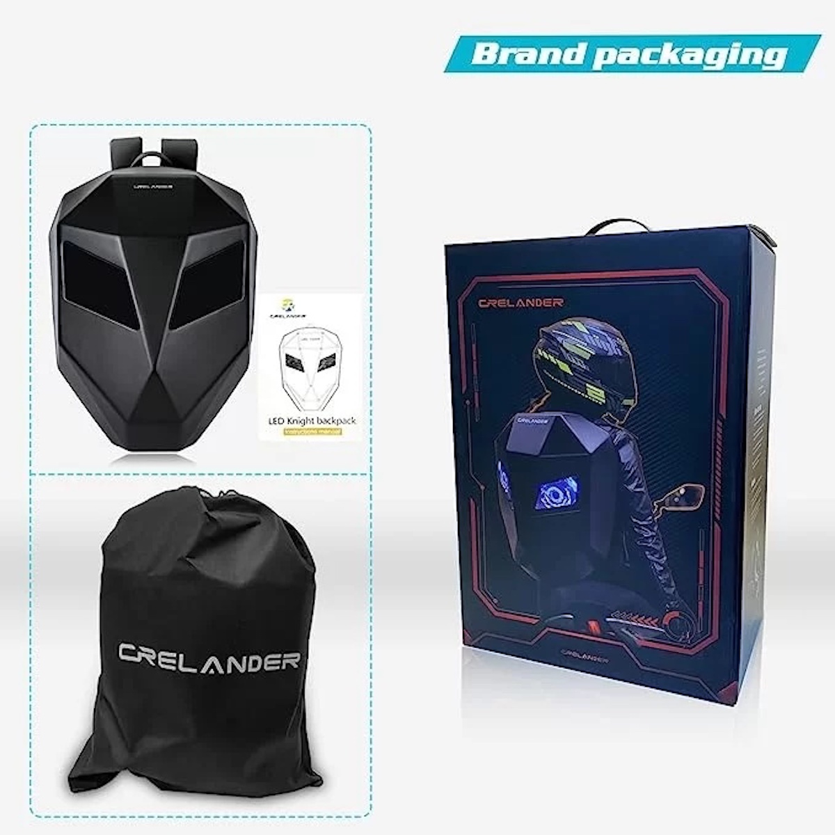 MOCHILA PARA BIKER MOTOCICLISTA CON OJOS LED IMPERMEABLE BACKPACK