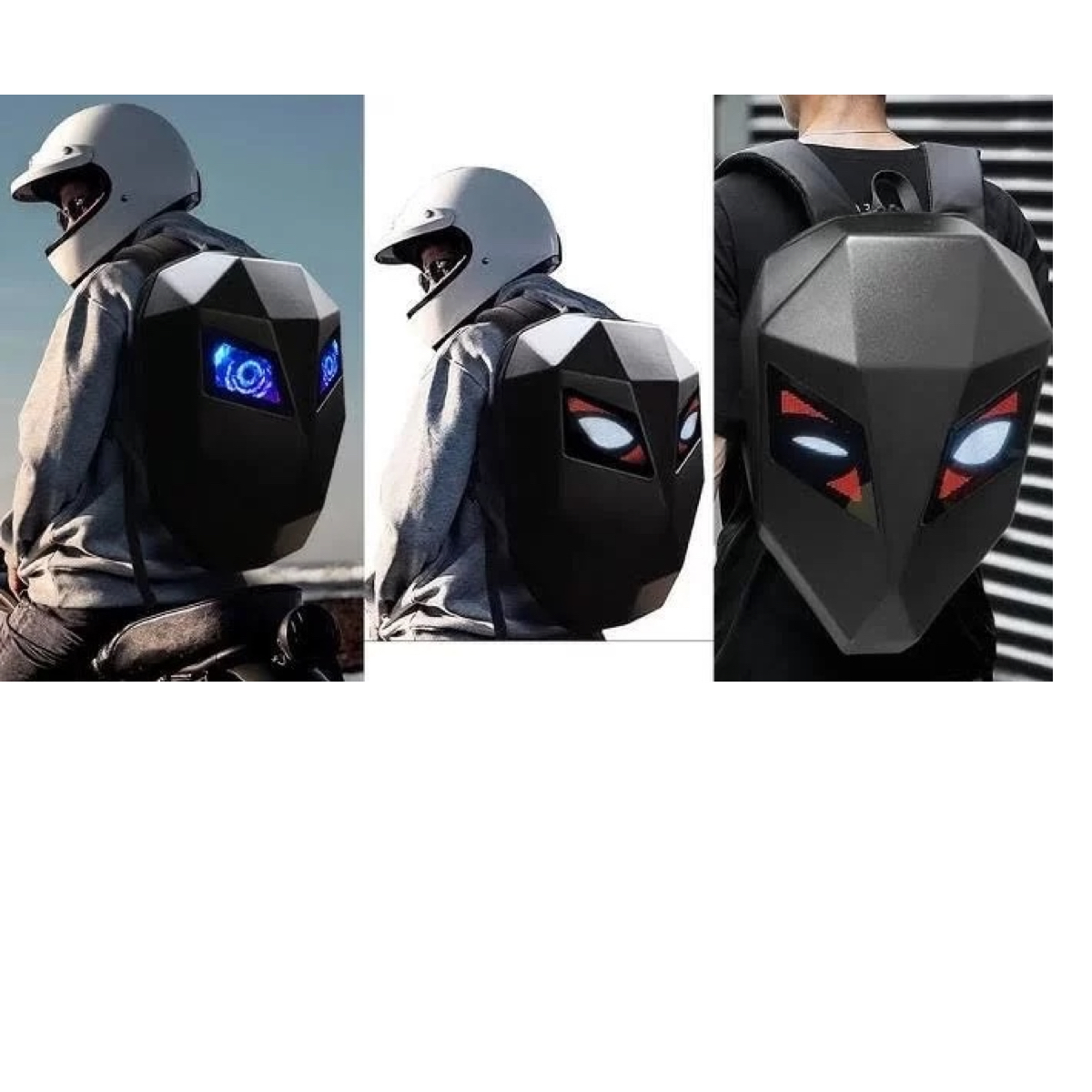 MOCHILA PARA BIKER MOTOCICLISTA CON OJOS LED IMPERMEABLE BACKPACK