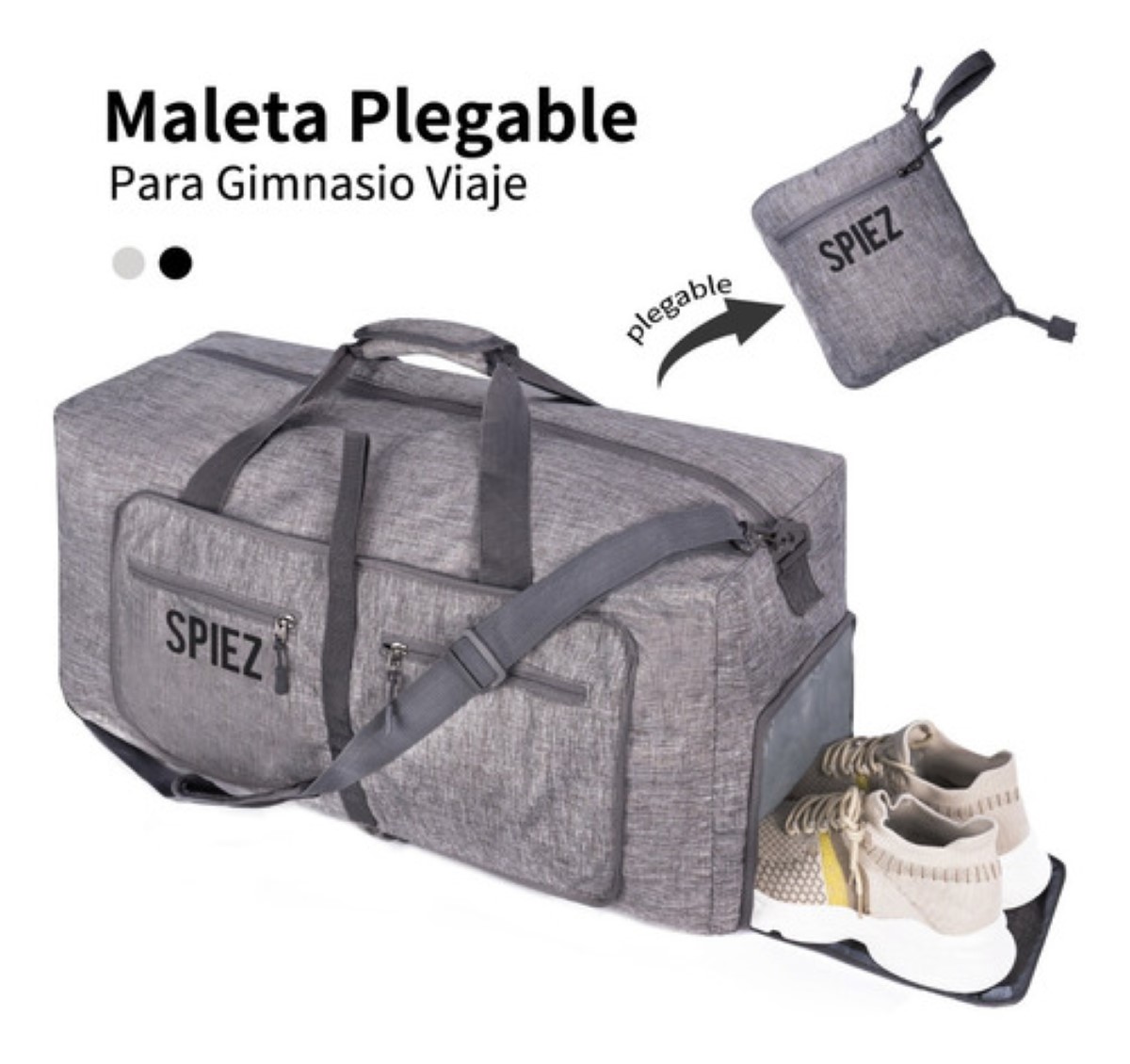 Maleta Deportivo Viaje Plegable Portátil Retráctil 65 Litros Negro