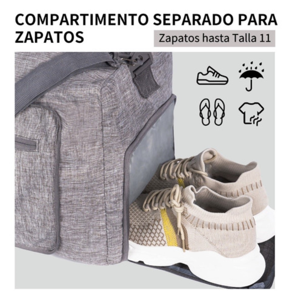 Maleta Deportivo Viaje Plegable Portátil Retráctil 65 Litros Negro