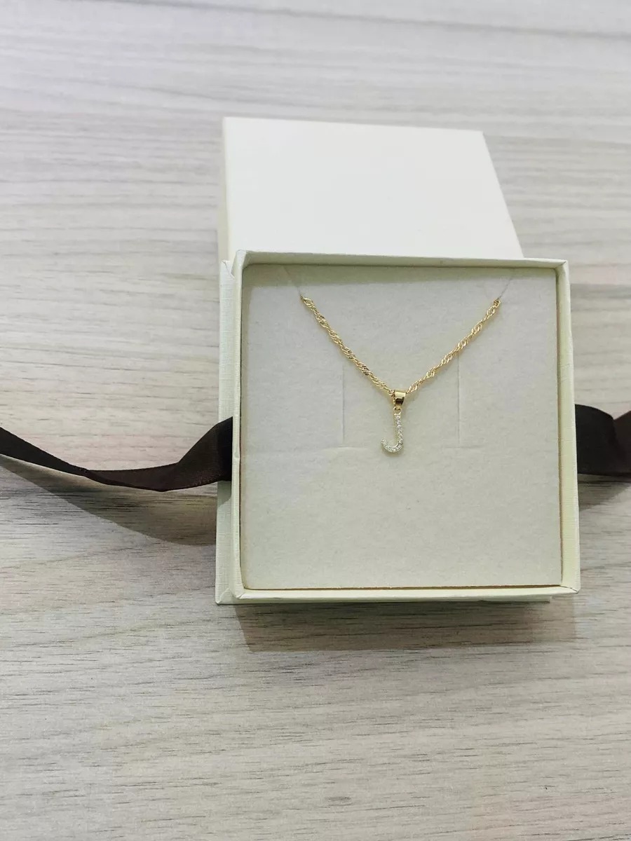 Juego Collar Letra J + Aretes Zirconias Oro 10 K. + Regalo