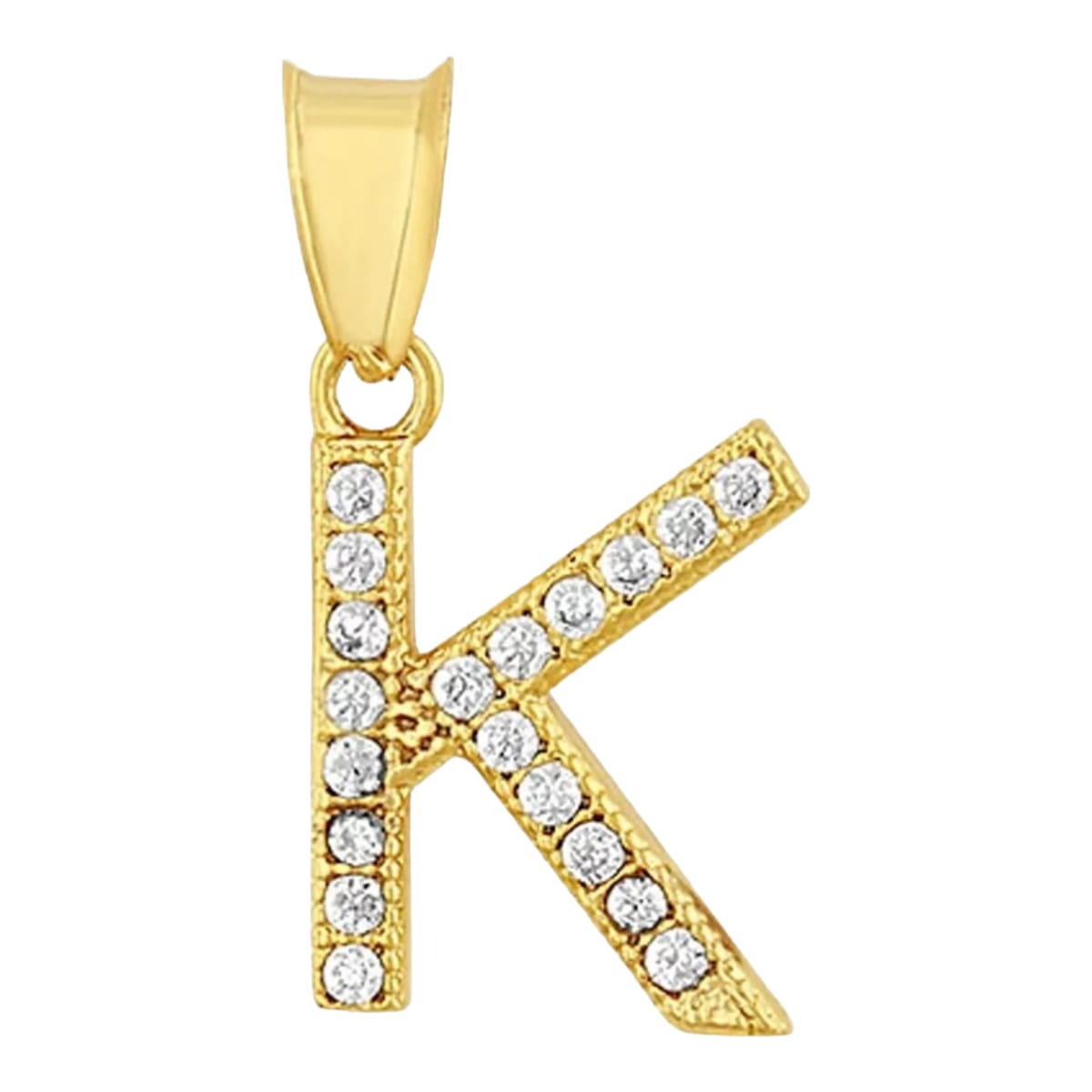 Juego Collar Letra K + Aretes Zirconias Oro 10 K. + Regalo