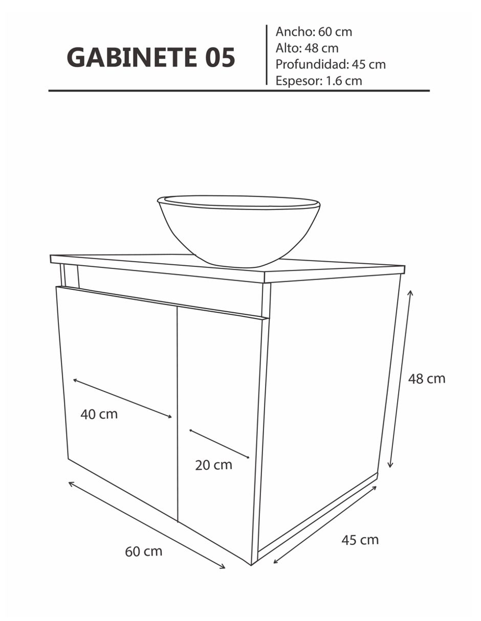 Mueble Gabinete Para Baño Sin Lavamanos Y Monomando Gab05