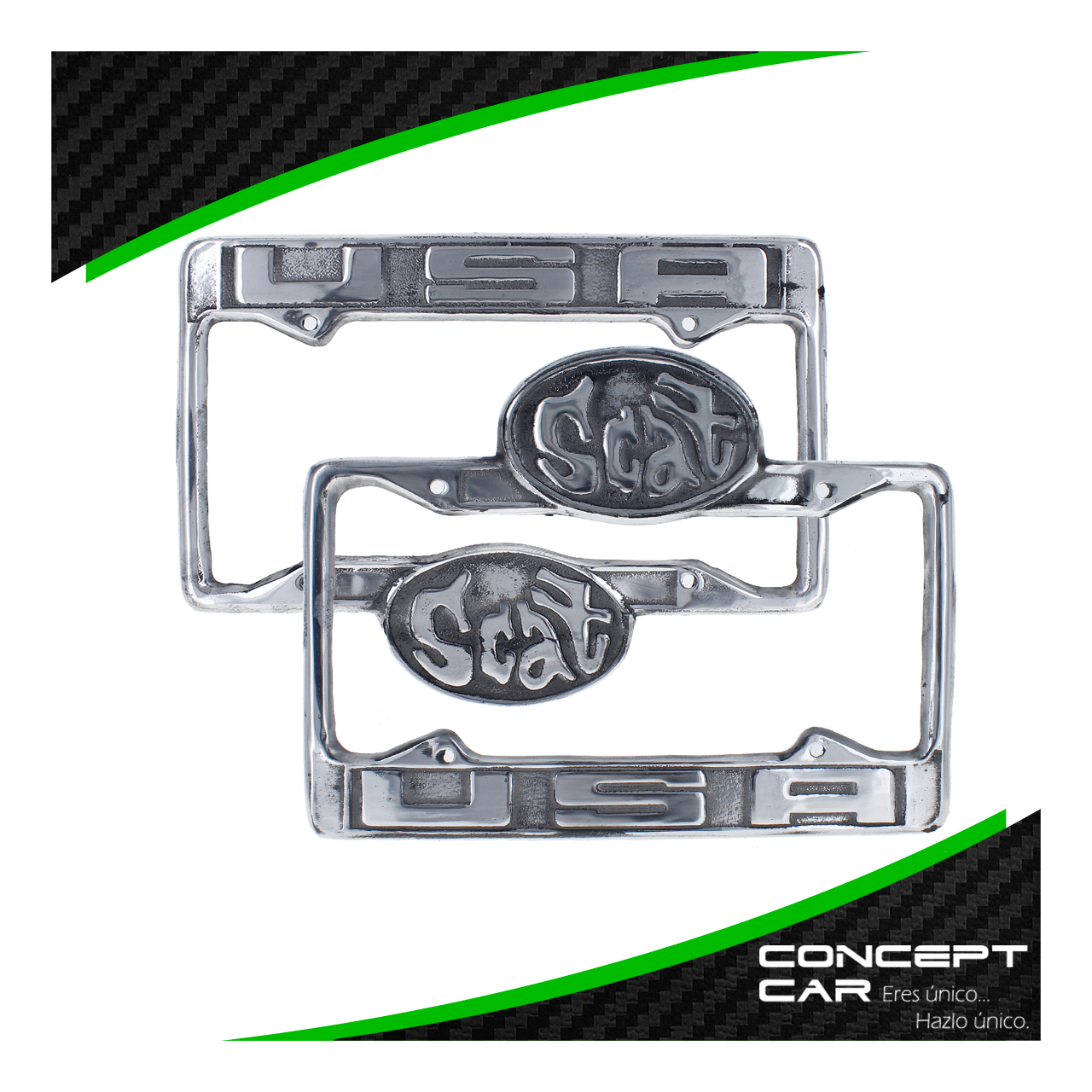 Par Marco Porta Placas Metal Cromado Vw Sedan Vocho Scat Empi