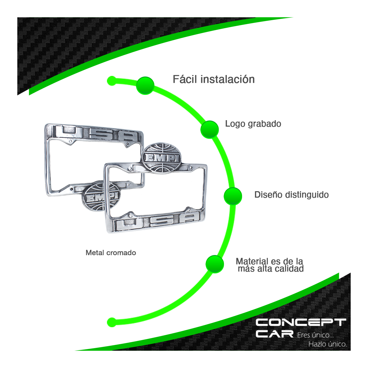 Par Marco Porta Placas Metal Cromado Vw Sedan Vocho Scat Empi