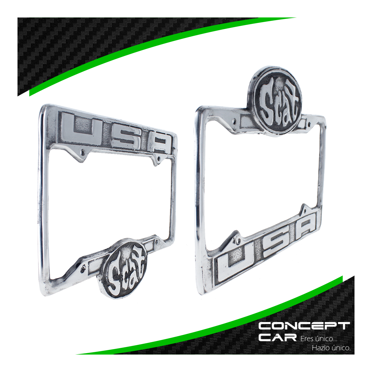 Par Marco Porta Placas Metal Cromado Vw Sedan Vocho Scat Empi