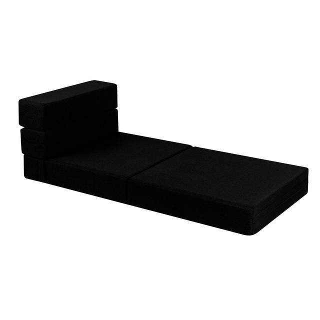 Sofa cama plegable individual color Negro estilo Puff.