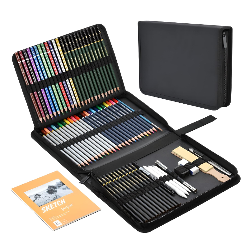 Kit De Lápices De Dibujo Y Boceto Con Accesorios 71 Piezas