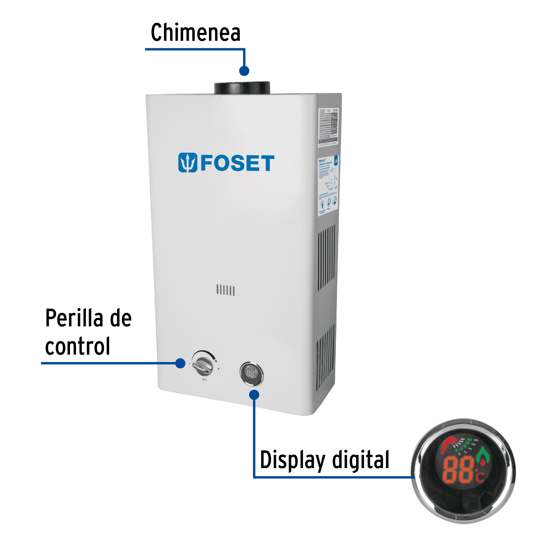 CALENTADOR DE PASO INSTANTÁNEO 13 L 3 SERVICIOS GAS L.P. FOSET