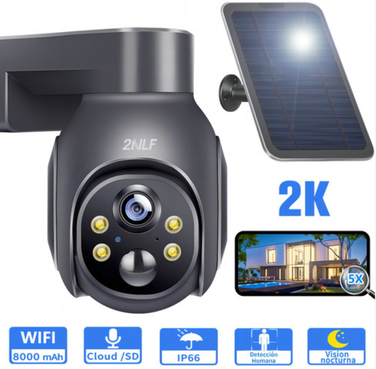 Cámara Exterior IP WiFi Zoom 5X Full HD 5Mpx – 2nlf Security Camera