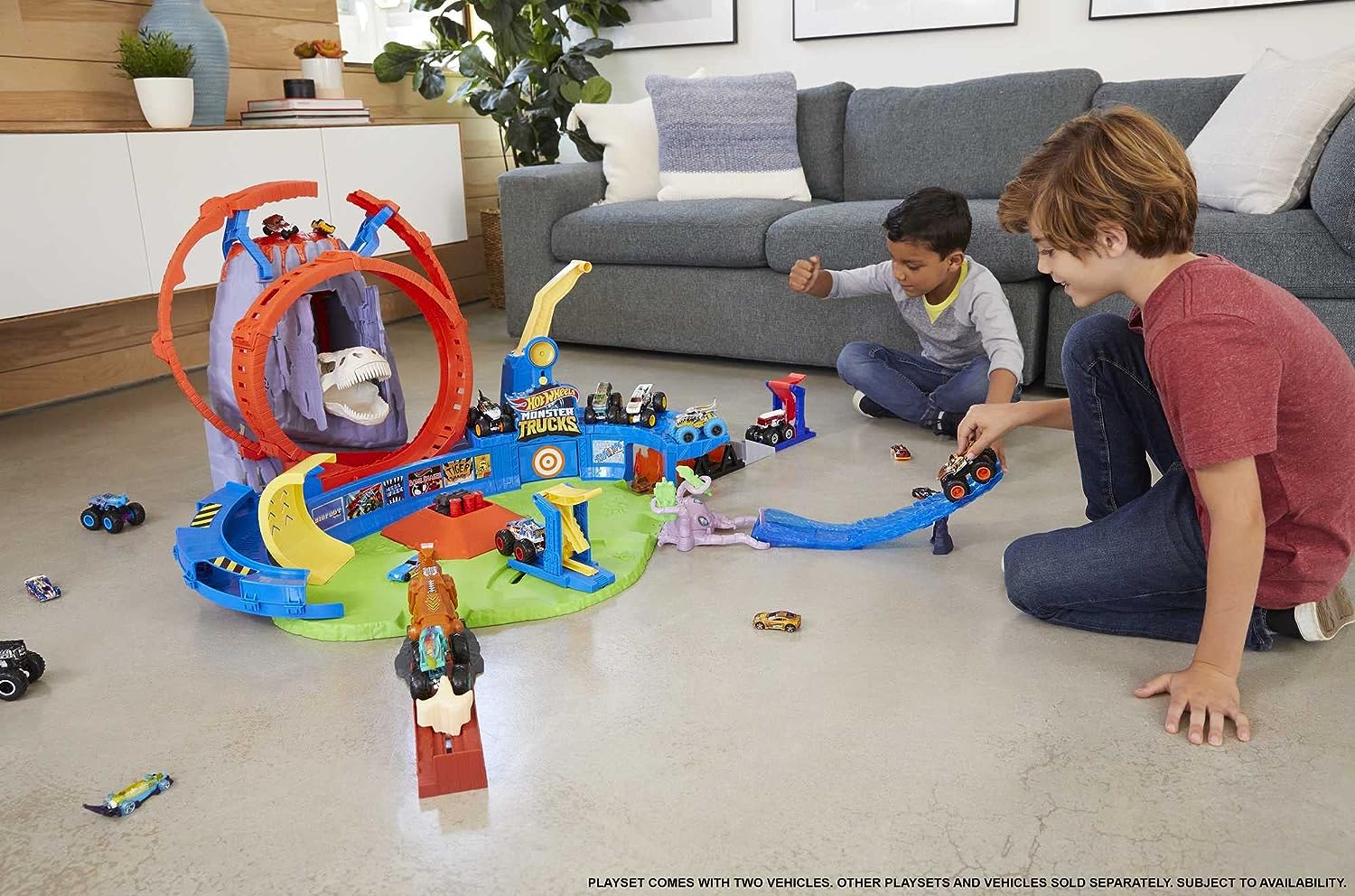 Hot Wheels Monster Trucks Pista de Juguete Temible Explosión Volcánica