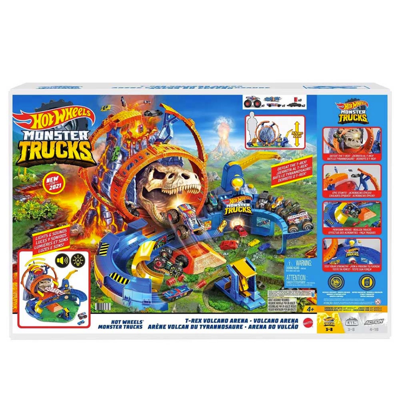 Hot Wheels Monster Trucks Pista de Juguete Temible Explosión Volcánica