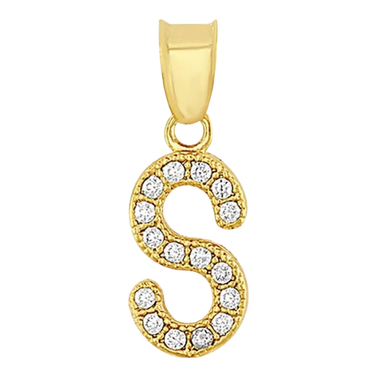 Juego Collar Letra S + Aretes Zirconias Oro 10 K. + Regalo.