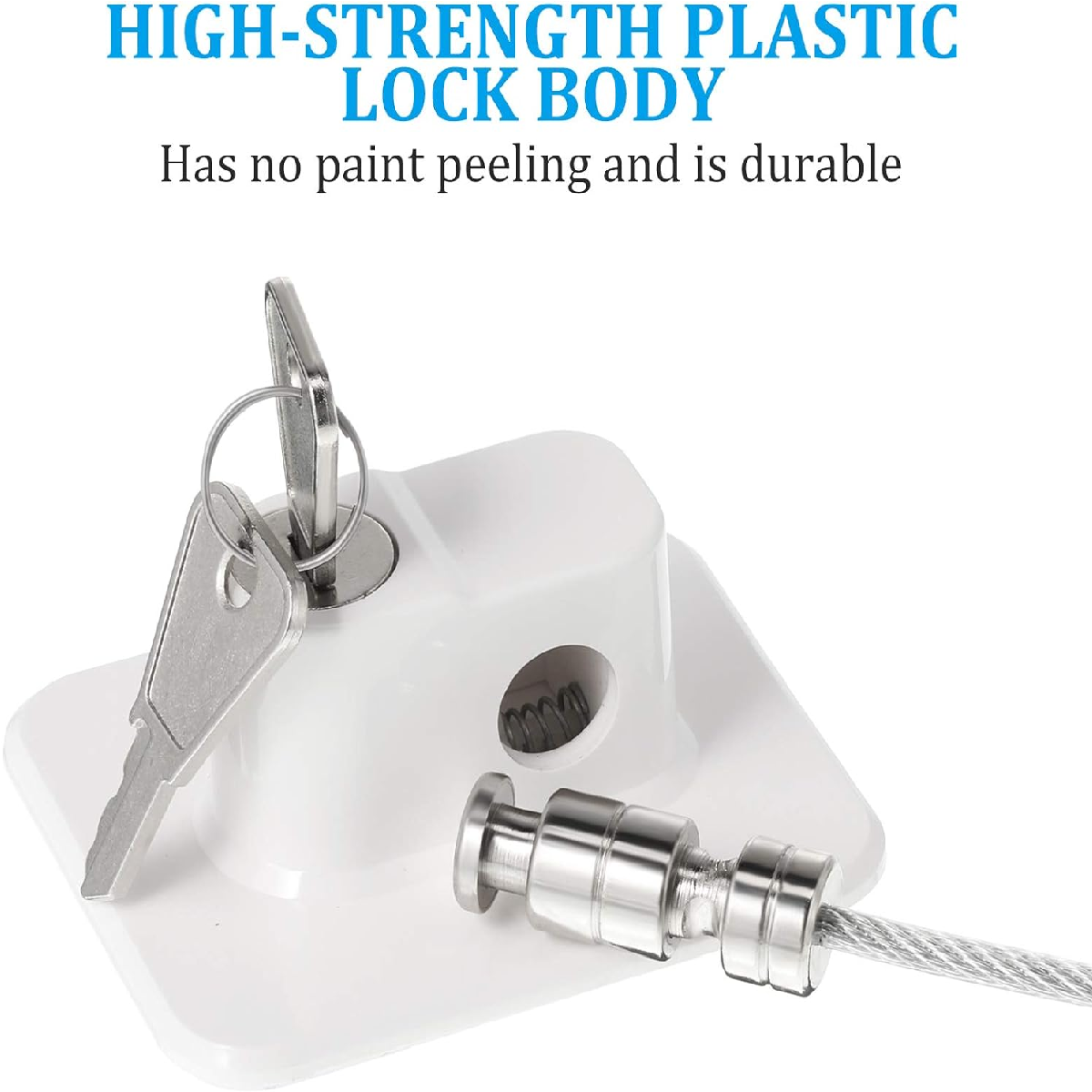 Set Traba De Seguridad Con Llave Para Refrigeradora, 4 Piezas Blanco y Negro